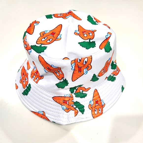 Graphic Print Bucket Hat|Carrot Print|One Size Fits All|Orange,White & Green| - Picture 1 of 2